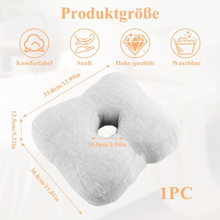 Подушка для пірсингу, прямокутна перфорована подушка, подушка з отвором для сережок, захист від запалення, тиску, ран, знеболення, подушка для сну для тих, хто спить на боці CNH