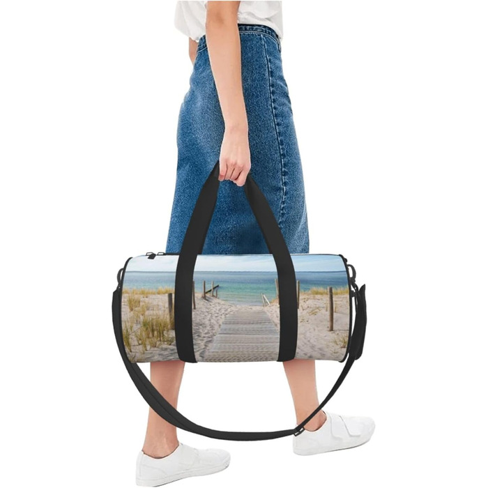 Спортивна сумка, дорожня сумка, пляжна сумка, з принтом, сумка на нічліг, чорна, універсальний розмір