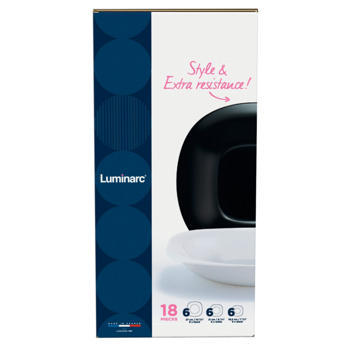 Сервіз столовий Luminarc Carine Black&White, 18 предметів (6773529)