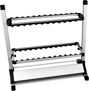 Підставка для вудок тримач для вудок з алюмінієвого сплаву, до 24 вудок, органайзер для зберігання вудок у гаражі або будинку, стійка на 24 вудки, сріблясто-чорна