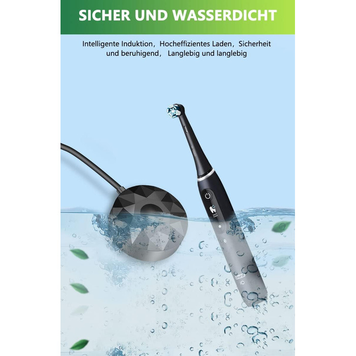 Зарядний пристрій для електричної зубної щітки Bouge для Braun Oral B IO Модель 3768, замінює Series 7 Series 8 Series 9, Дорожній зарядний пристрій, Чорний Коричневий, Чорний