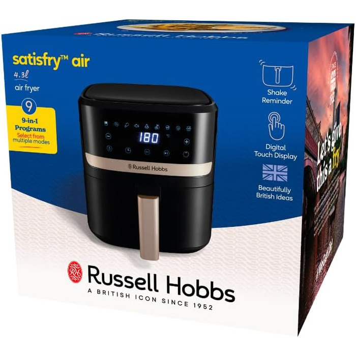 Аерофритюрниця Russell Hobbs Satisfry Rapid Air Fryer, 4,3 л, чорна
