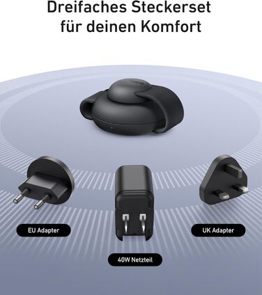 Бездротова зарядна станція Anker MagGo 3-в-1, сумісний з MagSafe сертифікований зарядний пристрій Qi2 на 15 Вт (зі штекером ЄС/США