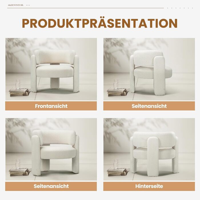 Сучасне оксамитове крісло COLAMY з м&39якою спинкою, м&39яке крісло для вітальні, зручне кругле крісло для відпочинку з 3 ніжками для вітальні, спальні, куточка для читання, кремового кольору, комплект з