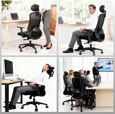 Ергономічне офісне крісло Storeo Imp, до 150 кг, сітка, чорний