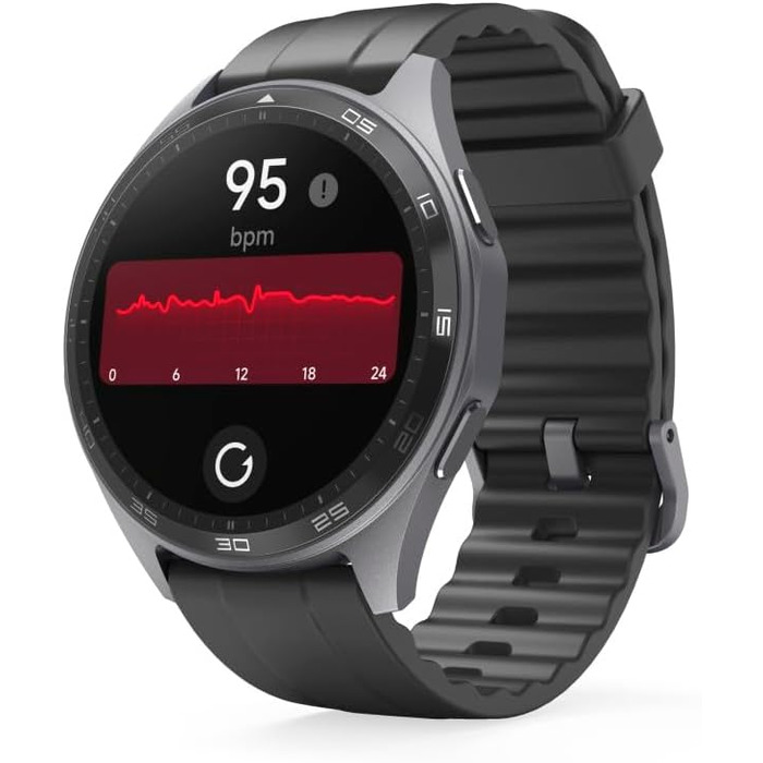 Розумний годинник Hama (кольоровий AMOLED-дисплей 1,43 дюйма, GPS, функція телефону, водонепроникний, WhatsApp, голосовий помічник, трекер сну, 110 спортивних режимів плани тренувань, крокомір, пульсометр, калорії тощо) чорний