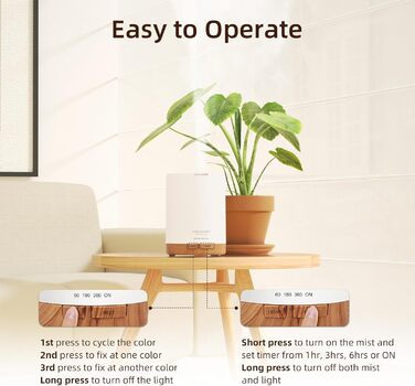 Аромадифузор ASAKUKI 300 мл з набором ефірних олій 6*10 мл, дифузор ефірних олій, ультразвуковий зволожувач повітря для домашнього офісу, 15-кольоровий світлодіод із 4 настройками таймера