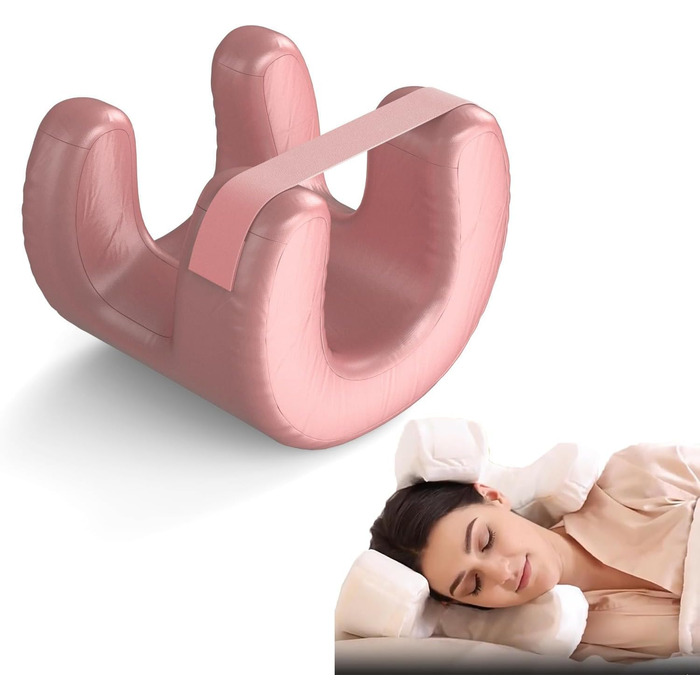 Косметологічна подушка, подушка проти зморшок, ортопедична подушка для підтримки шиї, косметична подушка проти старіння, подушка з піни з ефектом пам&39яті, подушка для підтримки шиї, для запобігання мімічним зморшкам та дрібним зморшкам (рожева)
