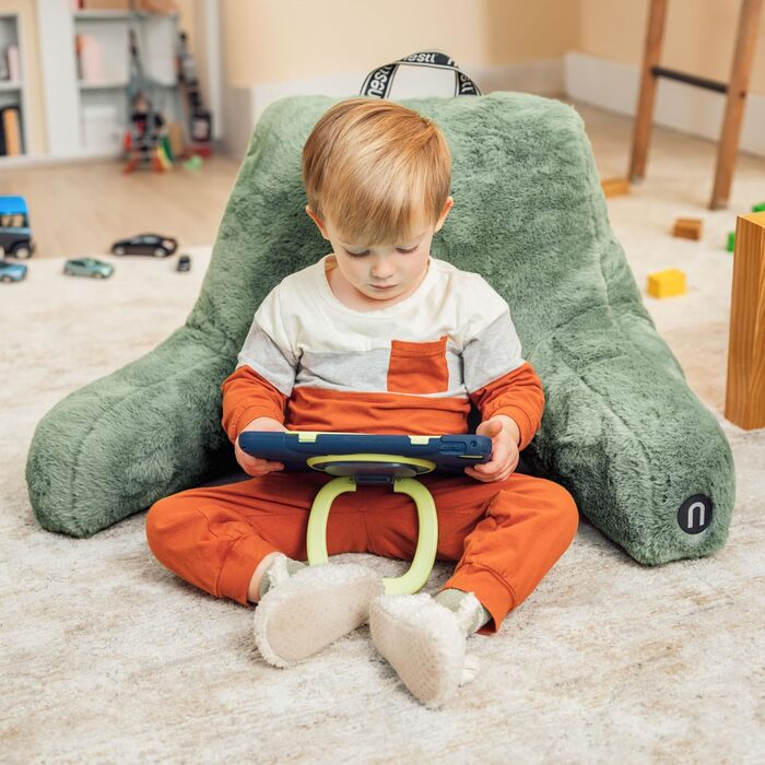 Хутряна подушка для читання Nestl, стильна спинка для сидіння в ліжку, штучне хутро, подушка для крісла-ліжка з підлокітниками, подушка для читання для сидіння в ліжку, для дорослих та дітей, подушка для підтримки спини для відпочинку в ліжку, зелений ста