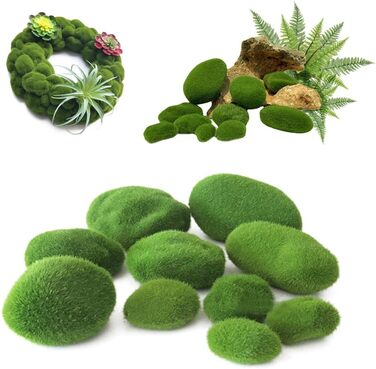 Кулі зі штучного моху Кульки зі штучного моху Кульки із зеленого моху Декоративний мох зі штучного моху Камені з моху Кулі з моху Прикраса для дизайну інтерєру, 40 шт., Ball Moss