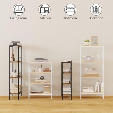 Полиця, Нішева полиця з 4 ярусами, Кухонна полиця для спецій, Вузька полиця-драбина, для кухні-вітальні, Дерево та метал, Вінтажний коричневий та чорний, 50x78x20 см, RGB52shm 50x20x78 Вінтажний коричневий чорний