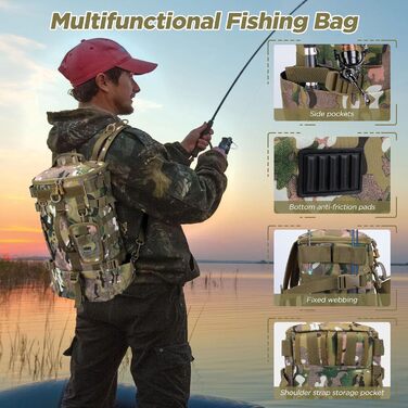 Рибальська сумка Aceshop, водонепроникний рюкзак для рибальських снастей Рюкзак для риболовлі Військова сумка через плече Тактичний туристичний рюкзак Сумка для рибальських снастей Багатофункціональний військовий рюкзак для риболовлі Походи в подорожі
