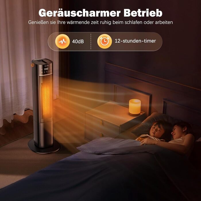 Тепловентилятор Grelife, безшумний енергозберігаючий електричний обігрівач потужністю 2000 Вт з терморегулятором, функція коливанн