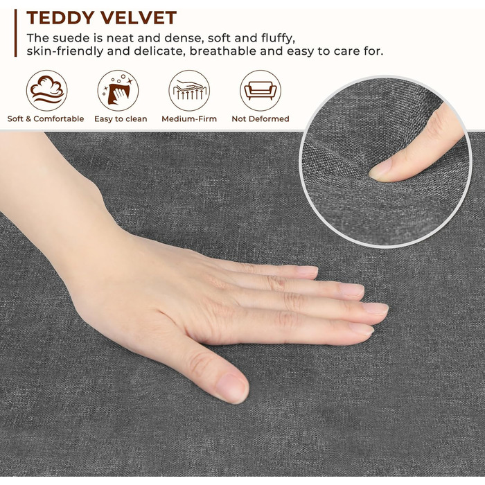 Місний диван Dripex, сучасний скандинавський тканинний диван, диван для відпочинку з дерева та лляної тканини, м&39який диван для вітальні, спальні, офісу, темно-сірий, 113x67x75см, 2-