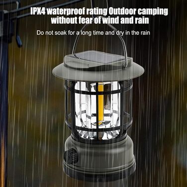 Акумуляторний кемпінговий ліхтар вінтажний світлодіодний ліхтар, водонепроникний вуличний ліхтар для використання під час відключення електроенергії та у дворі, чорний