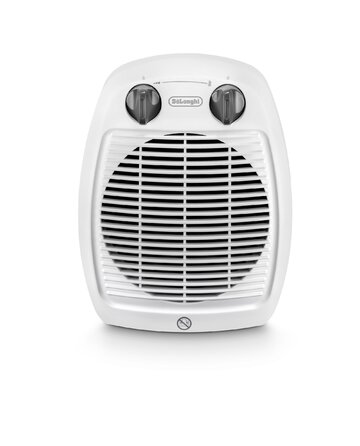 Вертикальний вентилятор-обігрівач De&39Longhi Hva 3220, безшумний, 2 рівні потужності, захист від крапель, термостат, ручка, захист від замерзання, подвійна ізоляція, білий, 2 режими нагріву