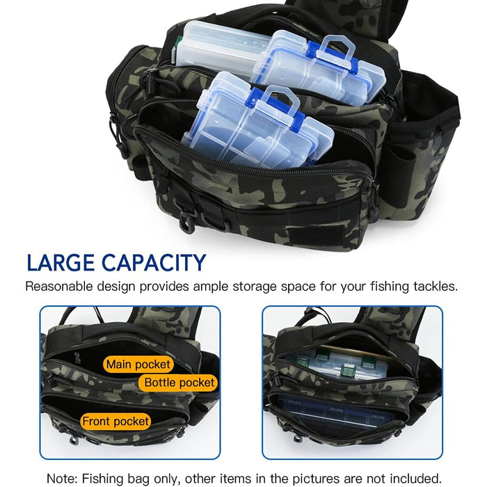 Сумка для риболовлі Lixada Багатофункціональна водонепроникна сумка для рибальської ремні Відкрита сумка на пояс Сумка для котушки Сумка для зберігання приманок Сумка на плече Сумка-органайзер