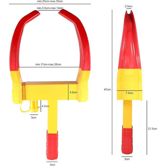 Іммобілайзер ChicSoleil Wheel Claw Parking Claw з запобіжним замком і 2 ключами для автомобіля, причепа, каравану, автофургона, мікроавтобуса Пристрій проти крадіжки кігтів шин