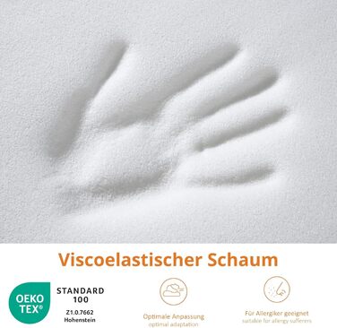 Маленька дорожня подушка для сну 25x42 см, висота 7 см, подушка для шиї, ортопедична подушка, стискаюча подушка з віско з піни з пам&39яттю форми 25 x 42 см, ергономічна подушка для підтримки шиї, зроблено в ЄС, Oeko-TEX 25 x 42 x 7 см