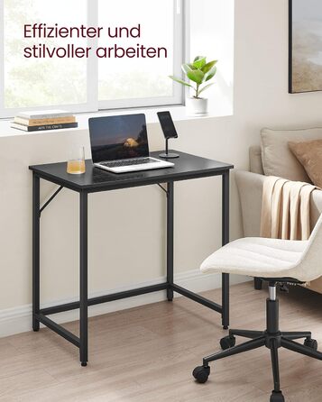 Стіл VASAGLE, комп&39ютерний стіл, офісний стіл, 80 x 50 x 76 см, для кабінету, спальні, вітальні, чорний колір Ebony-Ink Black LWD038B56V1 50P x 80A см Чорний колір Ebony Ink Black