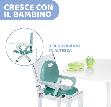 Сидіння-бустер Chicco Pocket Snack для дітей від 6 місяців до 3 років 15 кг, портативний і регульований дитячий стільчик для годув