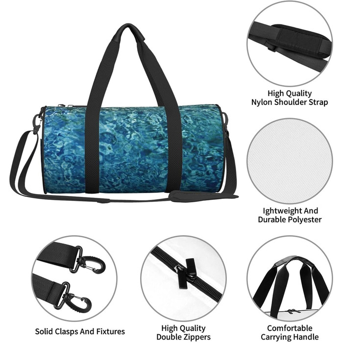Спортивна сумка-мішок для подорожей та пляжу, з принтом морської поверхні, чорна, універсальний розмір, дорожня сумка