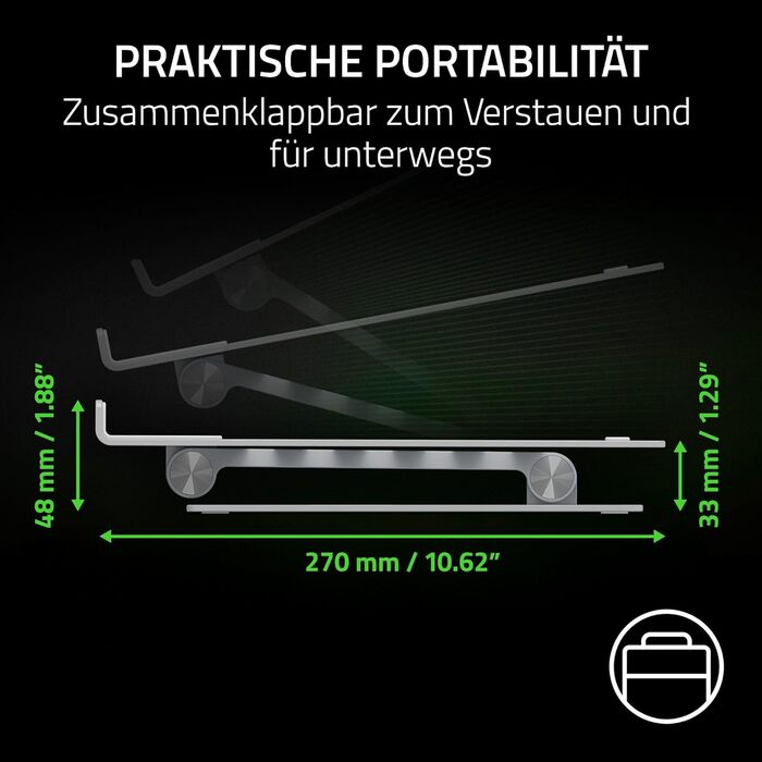 Підставка для ноутбука Razer - Регульована алюмінієва підставка для ноутбуків до 18 дюймів (регулювання висоти та нахилу, міцна конструкція, вентильований дизайн) Mercury - Біла