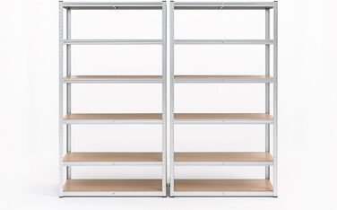 Надміцний стелаж RODO, комплект з 2 шт., підвальний стелаж, стелаж для зберігання, 40 x 90 x 180 см, стелаж зі сталевою рамою, вантажопідйомність до 875 кг кожен, 5 регульованих полиць, сріблястий