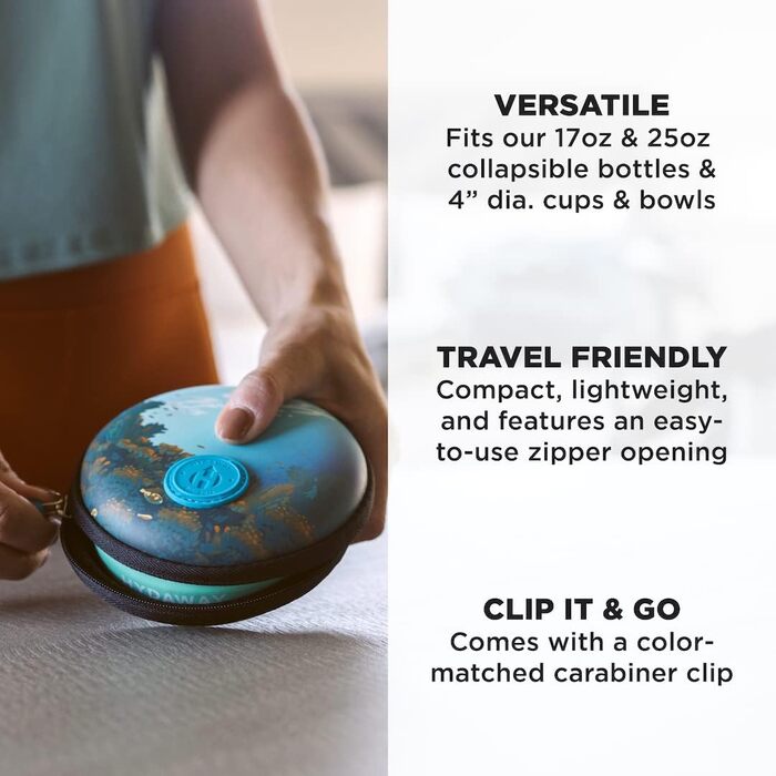 Дорожній футляр HYDAWAY для зберігання та захисту складних пляшок для води та стаканчиків для аеропортів, TSA, відпусток, сімейних, ділових, пригодницьких поїздок. Пляшки та стаканчики продаються окремо. Біскейн