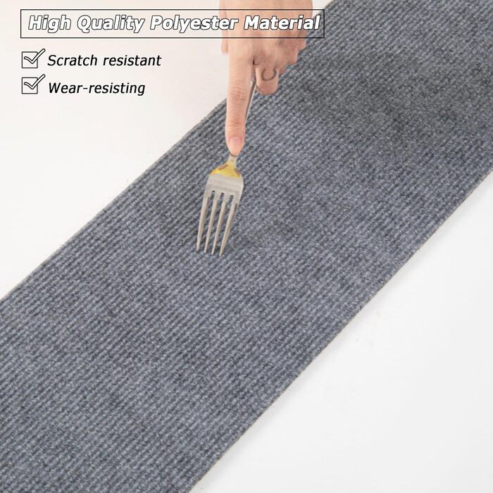Килимок для сходів, нековзні килимки для сходів, самоклеючий, доріжка для сходів, захисний килимок для килима, ідеально підходить для дітей, домашніх тварин, людей похилого віку (80 x 20 см, 15 шт. , темно-сірий) 80*20 см, 15 шт. темно-сірий