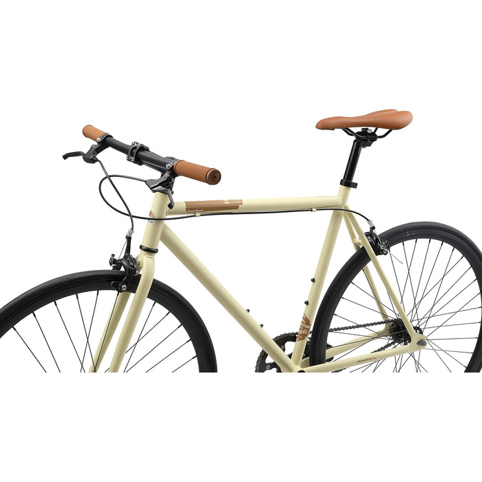 Велосипед BIKESTAR Singlespeed 700C 28 дюймів, міський, з фіксованою рамою Шосейний велосипед з рамою 53 см, ретро, вінтажний, чоловічий/жіночий Безризиковий тест, бежевий та коричневий