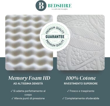 Наматрацник Bedshire для двоспального ліжка, 180 x 190 см, піна з ефектом пам&39яті, висота 6 см, зі знімним чохлом, стиль футон, ортопедичний. 180x190
