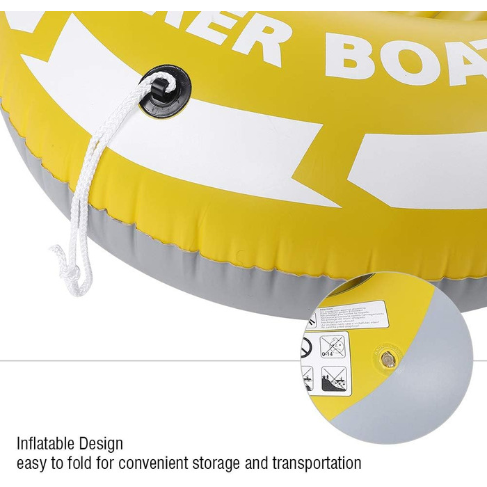 Надувний каяк для 2 осіб, Надувний каяк з ПВХ, Надувний човен для 1 особи для риболовлі та дрифт-дайвінгу (жовтий)