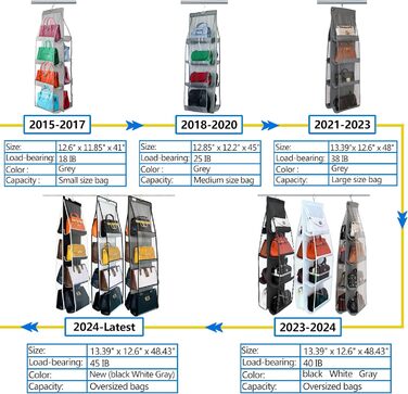 И, сумки для зберігання, великі, зберігання сумок, економія місця, органайзер для сумок, чорний, зберігання сумок 2 PCS, сумки для зберігання сумок-8 сумок-чорний, 2 шт.