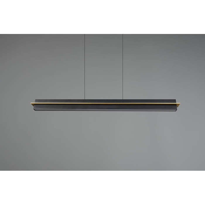 Стеля LED-підвіс Trio Leuchten Emerson 346710180, матовий чорний/золотий метал, 22 Вт LED, регульована висота, плавне налаштування кольору світла, 4-позиційний сенсор