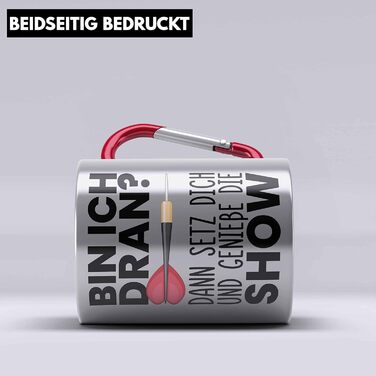 Тренд - Подарункова кружка з нержавіючої сталі з карабіном для дартсу, кружка з нержавіючої сталі з карабіном, ідея подарунка гравцеві в дартс, подарунки для чоловіків та жінок для дартсу (червона)