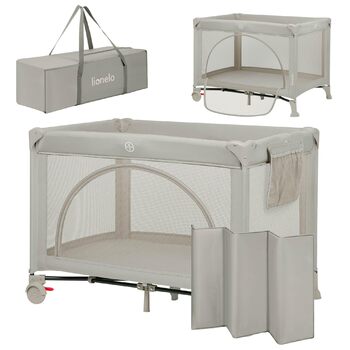 Дорожнє ліжечко Lionelo Laura 2-в-1 до 15 кг, манеж від 0 до 36 місяців, бічний вхід T25, пінопластовий матрац, 2 налаштування висоти, дорожня сумка, колеса з гальмами