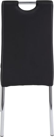 Столи Hela, комплект із 2 обідніх стільців Susi, чорна оббивка зі штучної шкіри, врізна ручка, хромований металевий каркас, 43 x 61 x 98 см, комплект із 2 шт., чорний