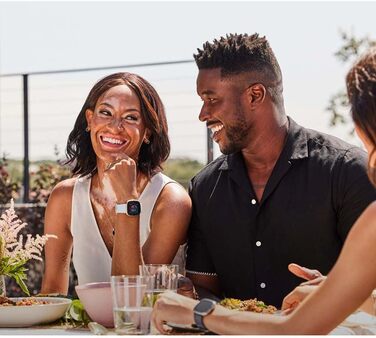 Розумний годинник для жінок/чоловіків Фітнес-годинник з інтегрованим GPS та функцією телефону Фітнес-відстеження з управлінням стресом, ЕКГ та аналізом сну сумісний з Android/iOS Fog Blue / Aluminum у Soft Gold Single, 2