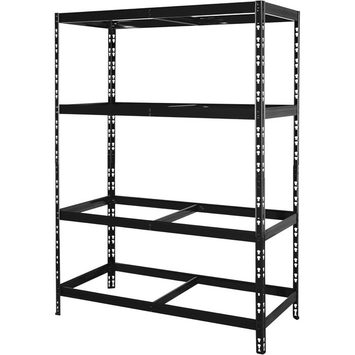 Міцний стелаж 178,5 x 130 x 60 см, чорне порошкове покриття ширина 130 см 4 полиці, кожна з максимальним навантаженням 250 кг Полиця для зберігання, металева полиця, полиця для підвалу