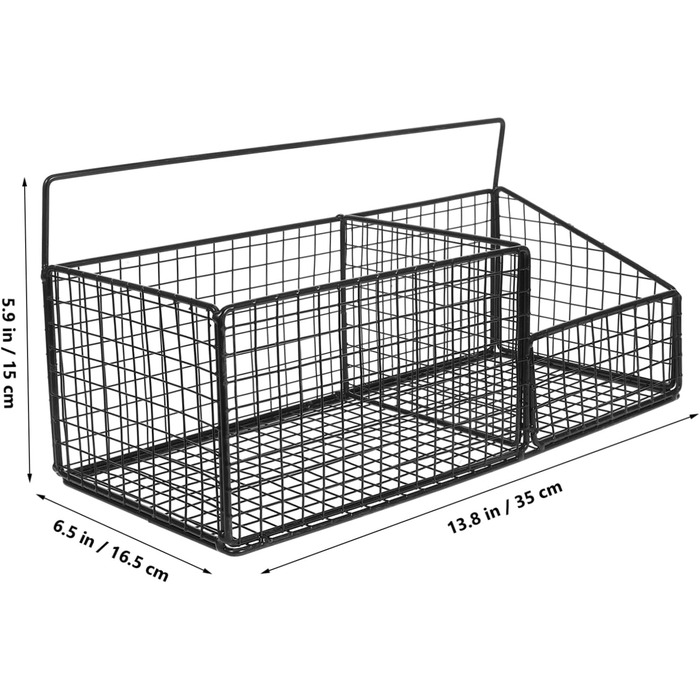 Комплект Полиця Настінний кошик для зберігання Підвісні дротяні кошики Підвісний кошик Органайзер Кошик для зберігання в шафі Настінний кошик для фруктів Кошик для білизни Тримач для ванни Праска 35.00X16.50X15.00CM Чорний, 1