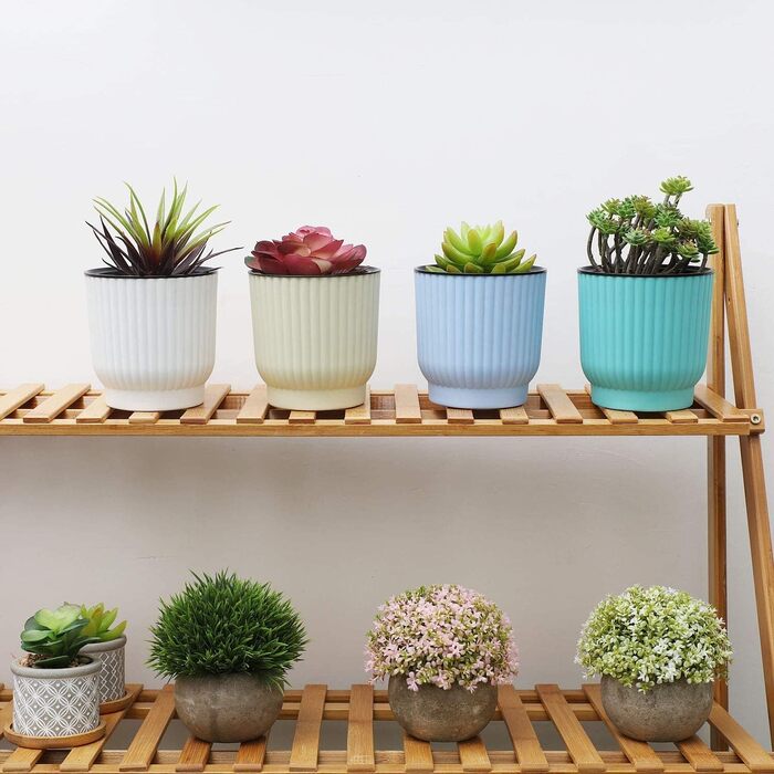 Кашпо для квітів з гнітом пластикове, кашпо для орхідей, кашпо для базиліка, кашпо для квітів малий набір біле набір з 6 шт. Ф12см