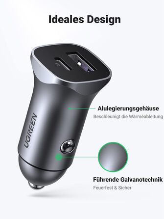 Вт прикурювач USB C USB адаптер Міні металевий автомобільний зарядний пристрій PPS Fast Charge Dual Port Автомобільний зарядний пр