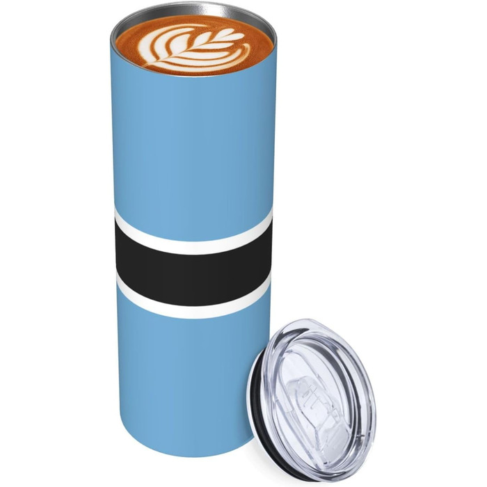 Кухоль з прямою трубочкою, дизайн прапор Ботсвани, друкований, дорожній кухоль, підходить для кемпінгу, офісу та дому, 590 мл