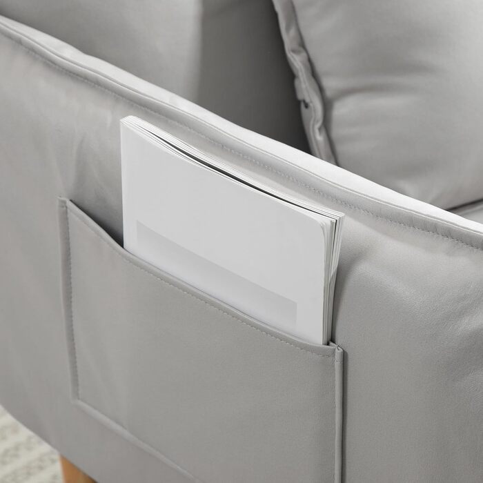 Крісло HOMCOM 2-в-1, м&39яке крісло з регульованою спинкою, м&39яке одномісне крісло з подушкою, крісло-шезлонг на дерев&39яних ніжках для вітальні, тканина з мікрофібри, світло-сірий колір