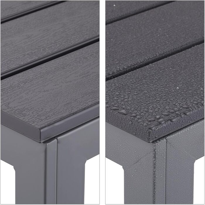 Садовий стіл Relaxdays, HBT 74 x 78 x 78 см, балконний стіл, імітація дерева, пластик, сталь, квадратний стіл для патіо, сірий