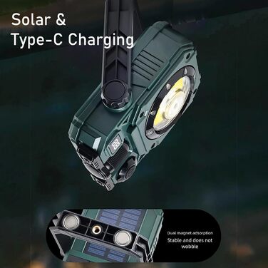 Портативний яскравий ліхтарик, ліхтарик для ремонту автомобіля, магнітний сонячний ліхтарик для кемпінгу, для вулиці, водонепроникний, аварійний, робочий ліхтарик, легкий, зелений