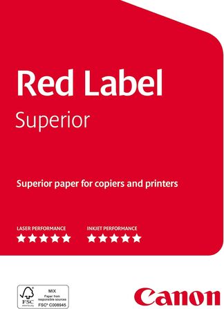 Діловий папір Canon Red Label Superior (5 x 500 аркушів, сертифікований FSC, формат A4 80 г/м, усі принтери яскраво-білого кольору CIE 168)