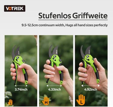 Садові ножиці з двостороннім механізмом 8,5 дюймів з плавним відкриванням ручки, професійні ножиці для троянд та дерев зі сталі SK5 та внутрішньою пружиною для легкого обрізання ідеально підходять для людей зі слабкими руками. Браслет Подарунковий зелений