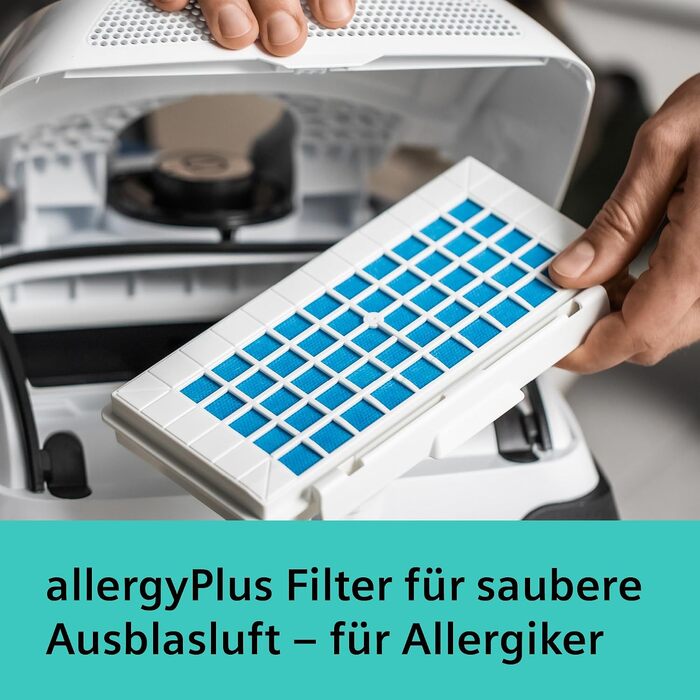 Пилосос із мішком Siemens Z 7.0 VSZ7442S, для алергіків, Hygiene-Filter Plus, насадки для паркету, килимів та плитки, довгий кабель, щілинна та м'яка насадки, 650 Вт, білий, екстратихий 67дБ(А), переможець тестів 2018